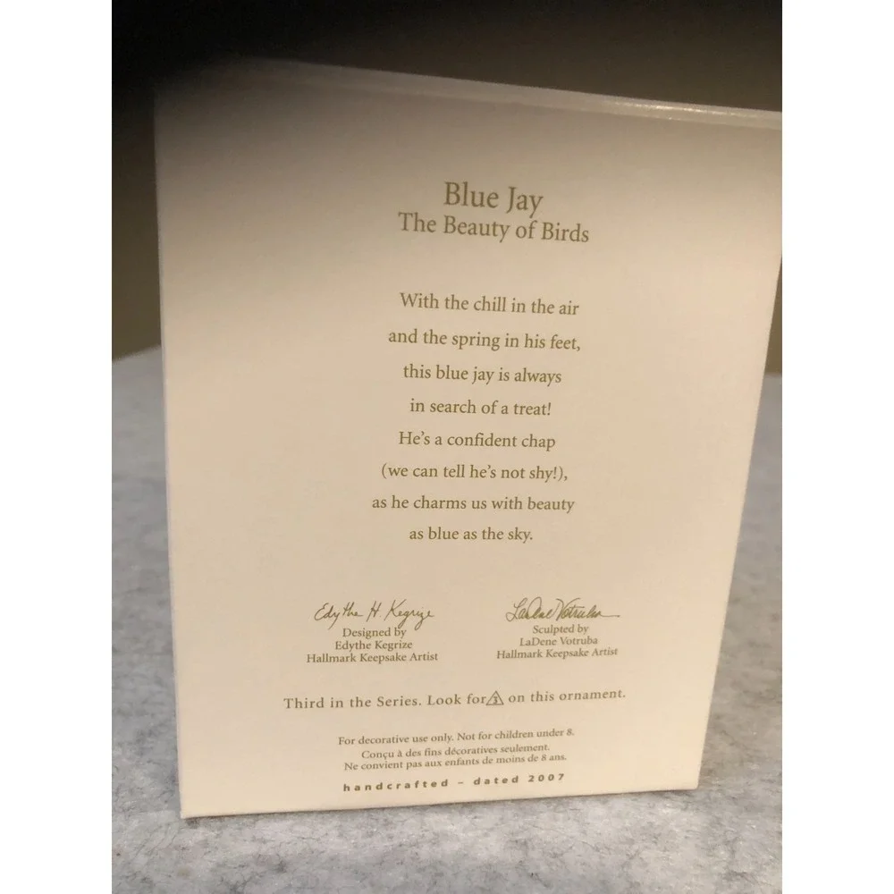 Hallmark Keepsake 2007 Blue Jay The Beauty of Birds Ornament 3rd Series QX7169